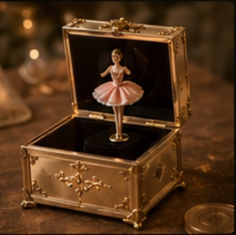 Golden Ballerina Music Box