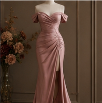 Blush Satin Evening Gown