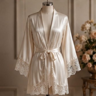 Ivory Satin Robe