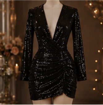 Black Sequin Party Dress