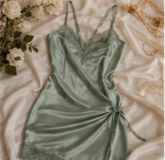 Sage Satin Slip Dress